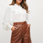 Women's Brown Light Pattern High Waist Leather Shorts - Leather Loom