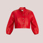Women's Designer Cropped Red Leather Jacket - Leather Loom