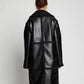 Women's Black Duster Sherpa Leather Trench Shearling Coat - Leather Loom