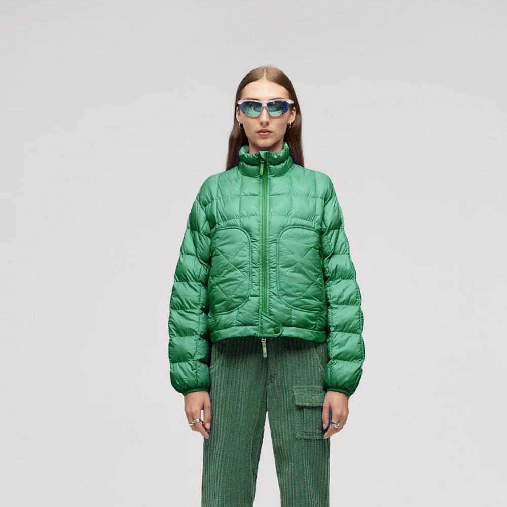 Women's Green Down Puffer Jacket - Leather Loom