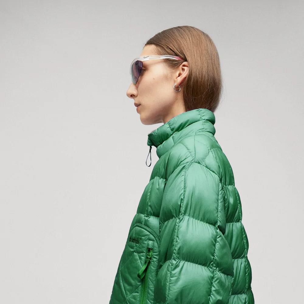 Women's Green Down Puffer Jacket - Leather Loom