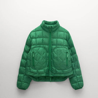 Women's Green Down Puffer Jacket - Leather Loom