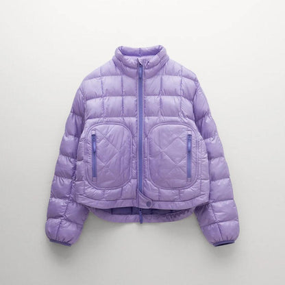 Women's Purple Winter Warmth Puffer Jacket - Leather Loom