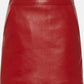 Women's Red Genuine Leather Mini Skirt - Leather Loom