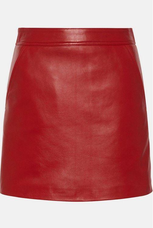 Women's Red Genuine Leather Mini Skirt - Leather Loom