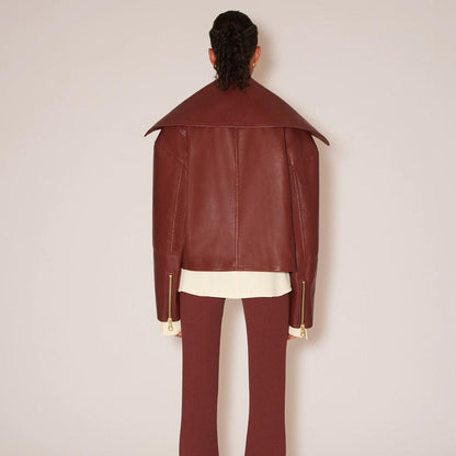 Women's Red Sheepskin Leather Designer's Fashion Jacket - Leather Loom