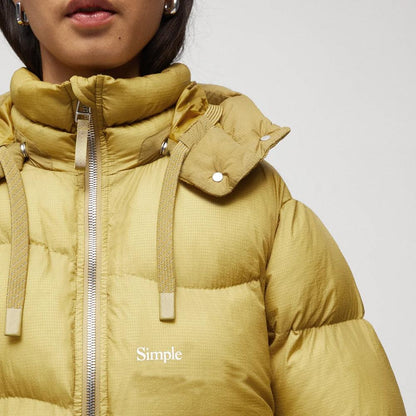 Women's Simple Yellow Puffer Jacket - Leather Loom