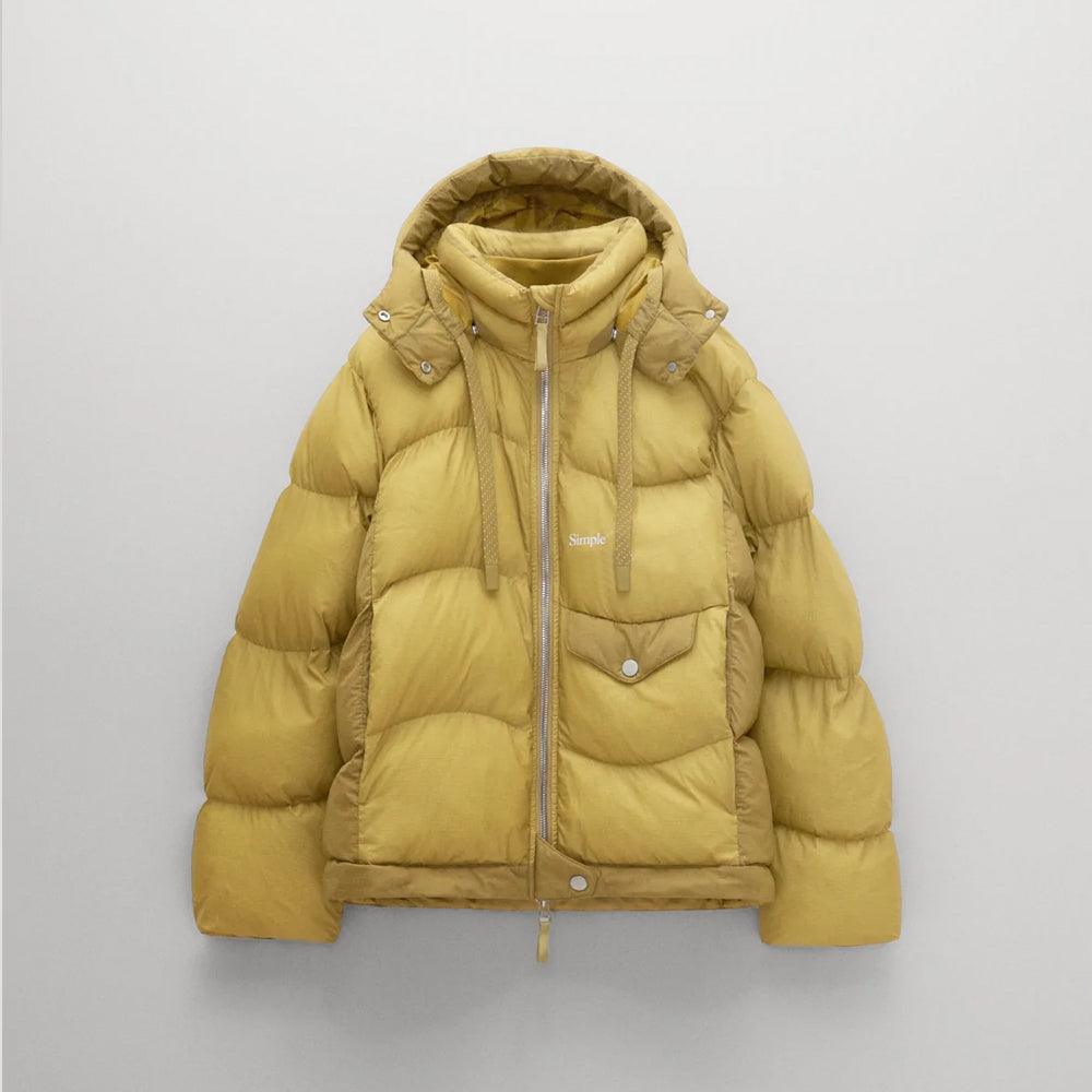 Women's Simple Yellow Puffer Jacket - Leather Loom
