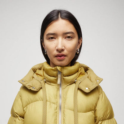 Women's Simple Yellow Puffer Jacket - Leather Loom