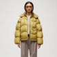 Women's Simple Yellow Puffer Jacket - Leather Loom