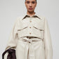 Women's creme lambskin leather dress jumpsuit - Leather Loom