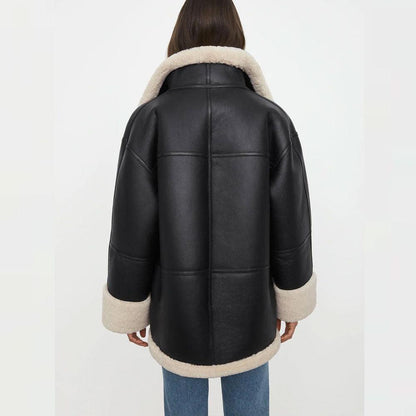 Women B3 RAF Aviator Styled Sheepskin Shearling Leather Jacket - Leather Loom