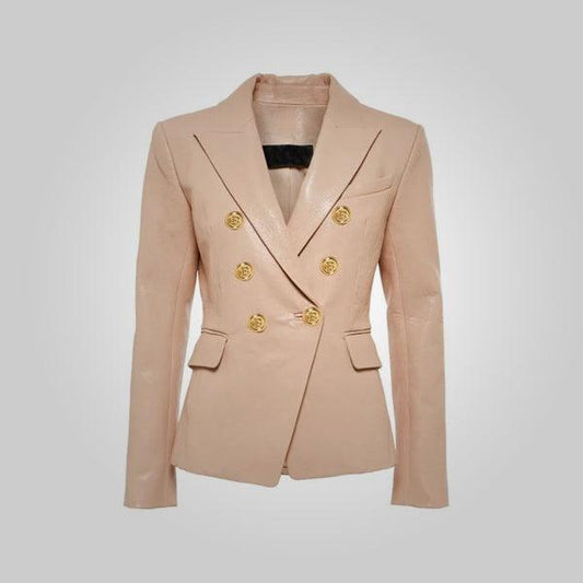 Womens Natural Brown Nappa Leather Blazer - Leather Loom