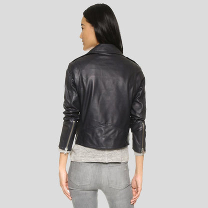 Zora Black Biker Leather Jacket - Leather Loom