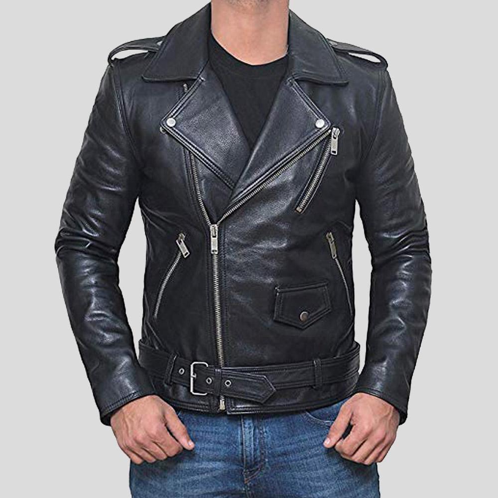 Alec Black Biker Leather Jacket - Leather Loom