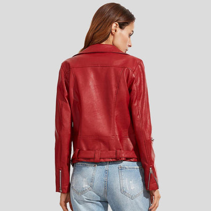 Diana Red Biker Leather Jacket - Leather Loom