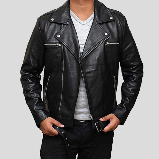 Eden Black Biker Leather Jacket - Leather Loom