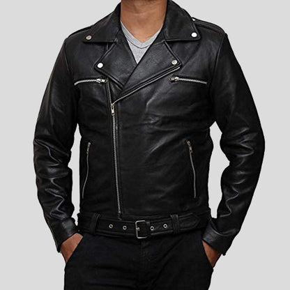 Eden Black Biker Leather Jacket - Leather Loom