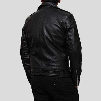 Eden Black Biker Leather Jacket for Men