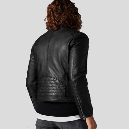 Jake Black Slim Fit Biker Leather Jacket for Men.