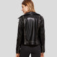 Scarlett Black Biker Leather Jacket - Leather Loom