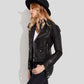 Sienna Black Biker Leather Jacket - Leather Loom