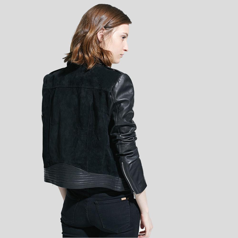 Mia Black Biker Leather Jacket - Leather Loom