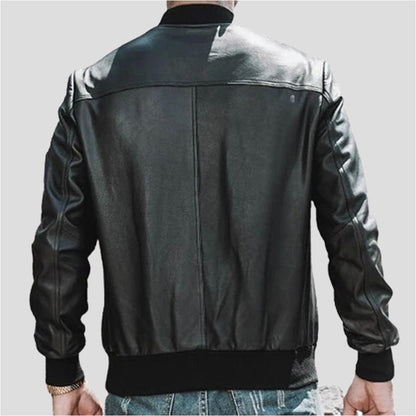Fritz Black Bomber Leather Jacket - Leather Loom