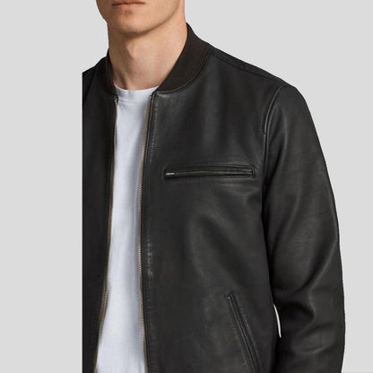 Wilt Black Bomber Leather Jacket - Leather Loom