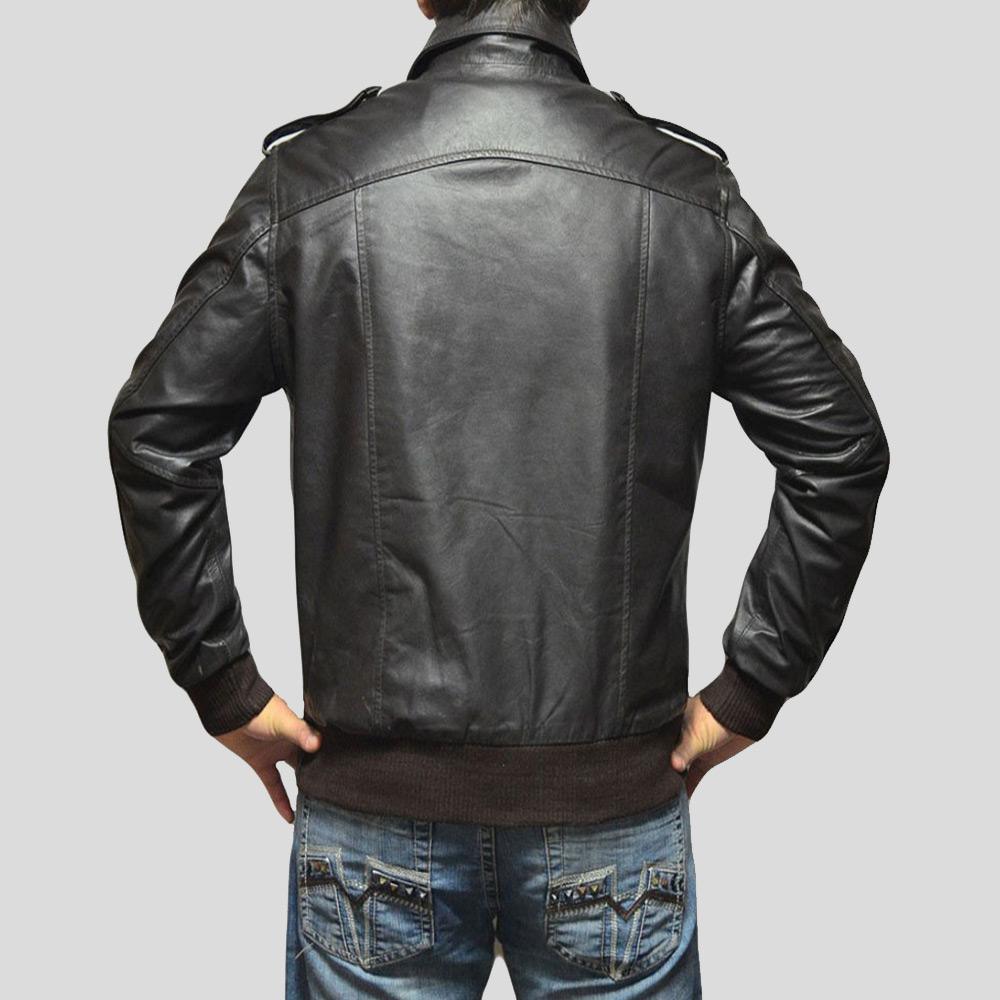 Willy Black Bomber Leather Jacket - Leather Loom