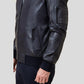 Abramo Black Bomber Lambskin Leather Jacket - Leather Loom