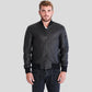 Clark Black Bomber Lambskin Leather Jacket - Leather Loom