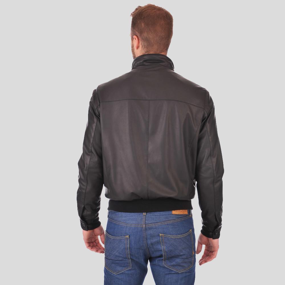 Flynn Black Bomber Leather Jacket - Leather Loom