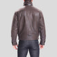 Lee Distressed Brown Bomber Leather Jacket - Leather Loom