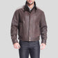 Lee Distressed Brown Bomber Leather Jacket - Leather Loom