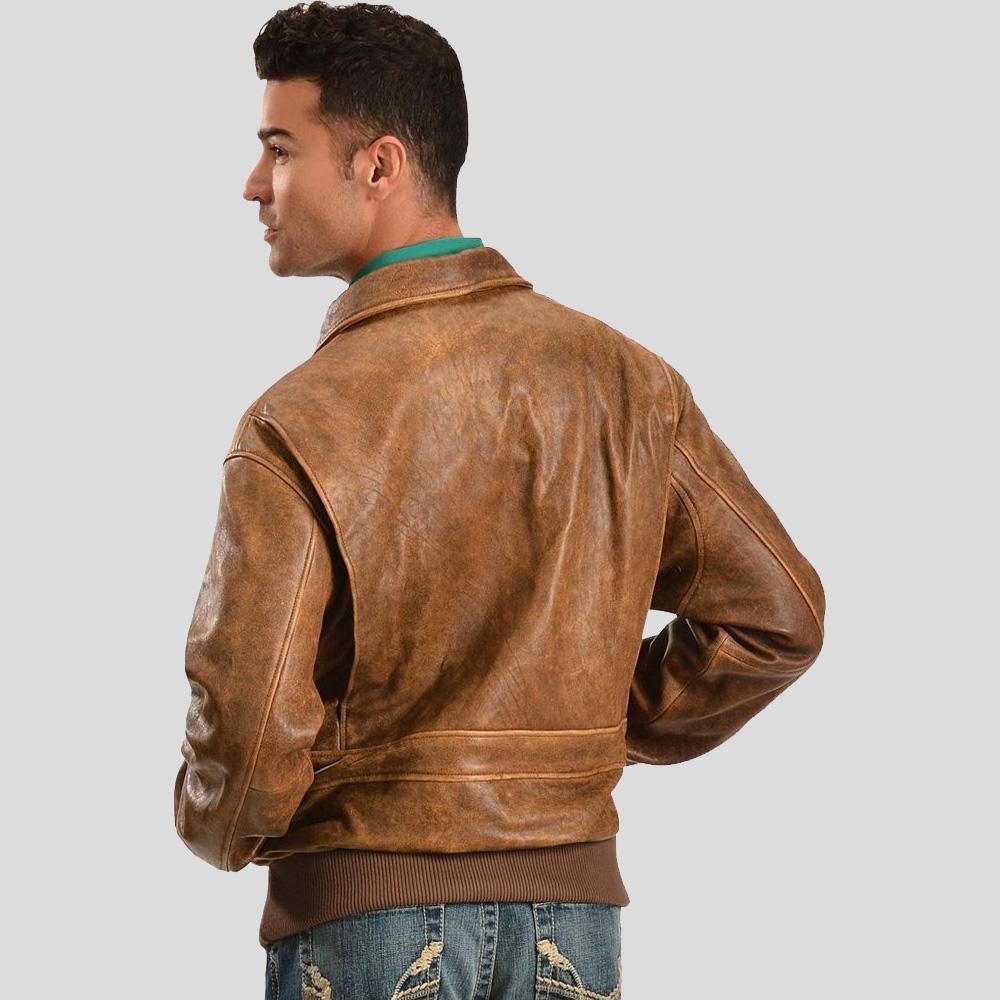 Mord Brown Bomber Leather Jacket - Leather Loom