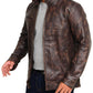 Distressed Brown Snap Tab Jacket - Leather Loom