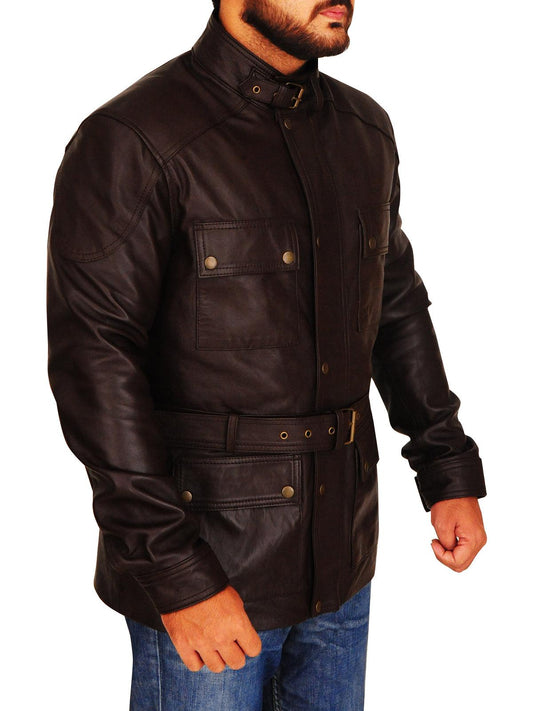 Men Brown Field Jacket - Leather Loom