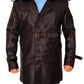 Men Brown Leather Peacoat - Leather Loom