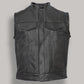Men Black Leather Vest - Leather Loom