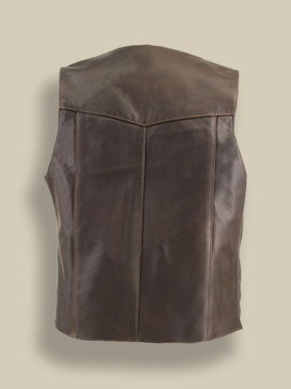 Men Brown Classic Biker Vest - Leather Loom