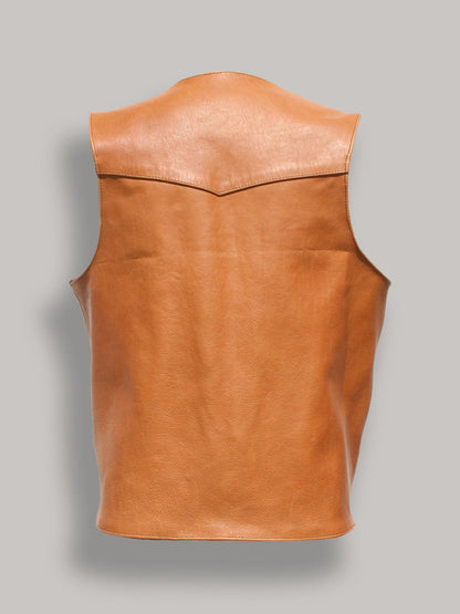 Men Western Style Brown Vest - Leather Loom