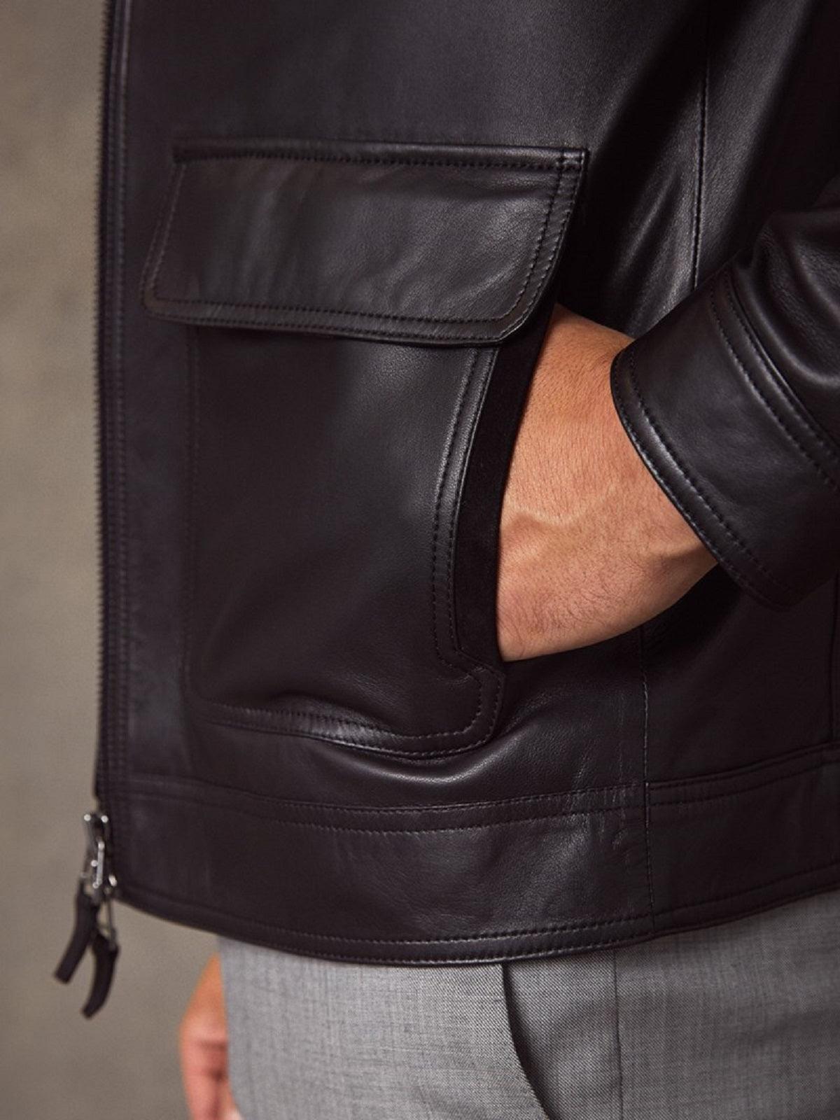 Men Vintage Black Leather Jacket - Leather Loom