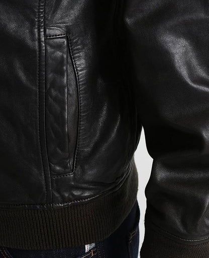 Chet Black Hooded Genuine Leather Jacket - Leather Loom