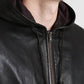 Chet Black Hooded Genuine Leather Jacket - Leather Loom