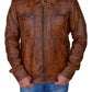 Men’s Distressed Brown Jacket - Leather Loom
