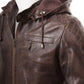 George Brown Removable Hooded Leather Jacket - Leather Loom
