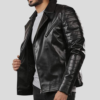 Elex Black Motorcycle Leather Jacket - Leather Loom