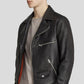 Connor Black Motorcycle Leather Jacket - Leather Loom