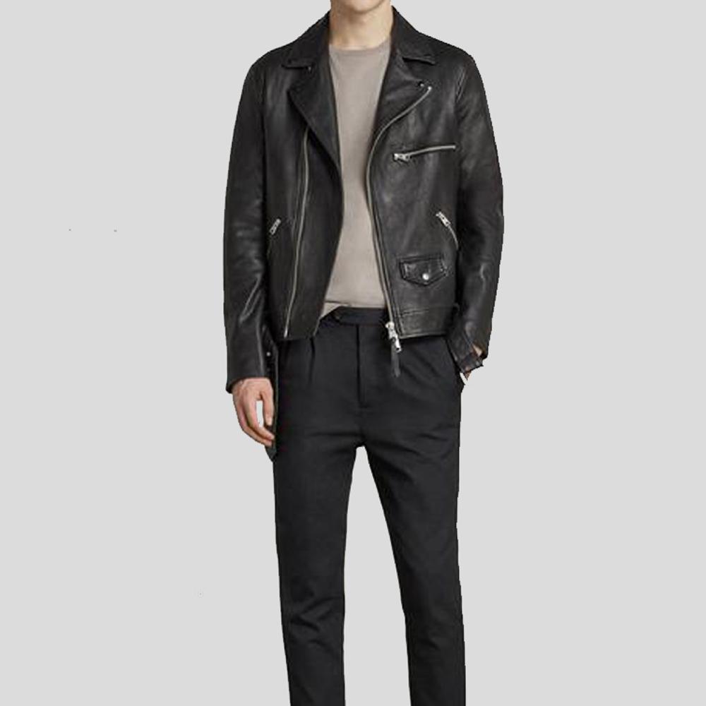 Connor Black Motorcycle Leather Jacket - Leather Loom